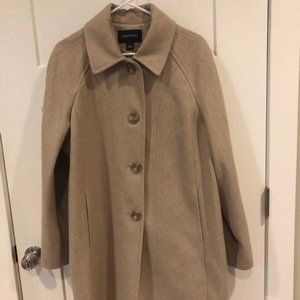 London Fog Collection Beige Women's Wool Blend Coat Button Front Notch Lapels XL